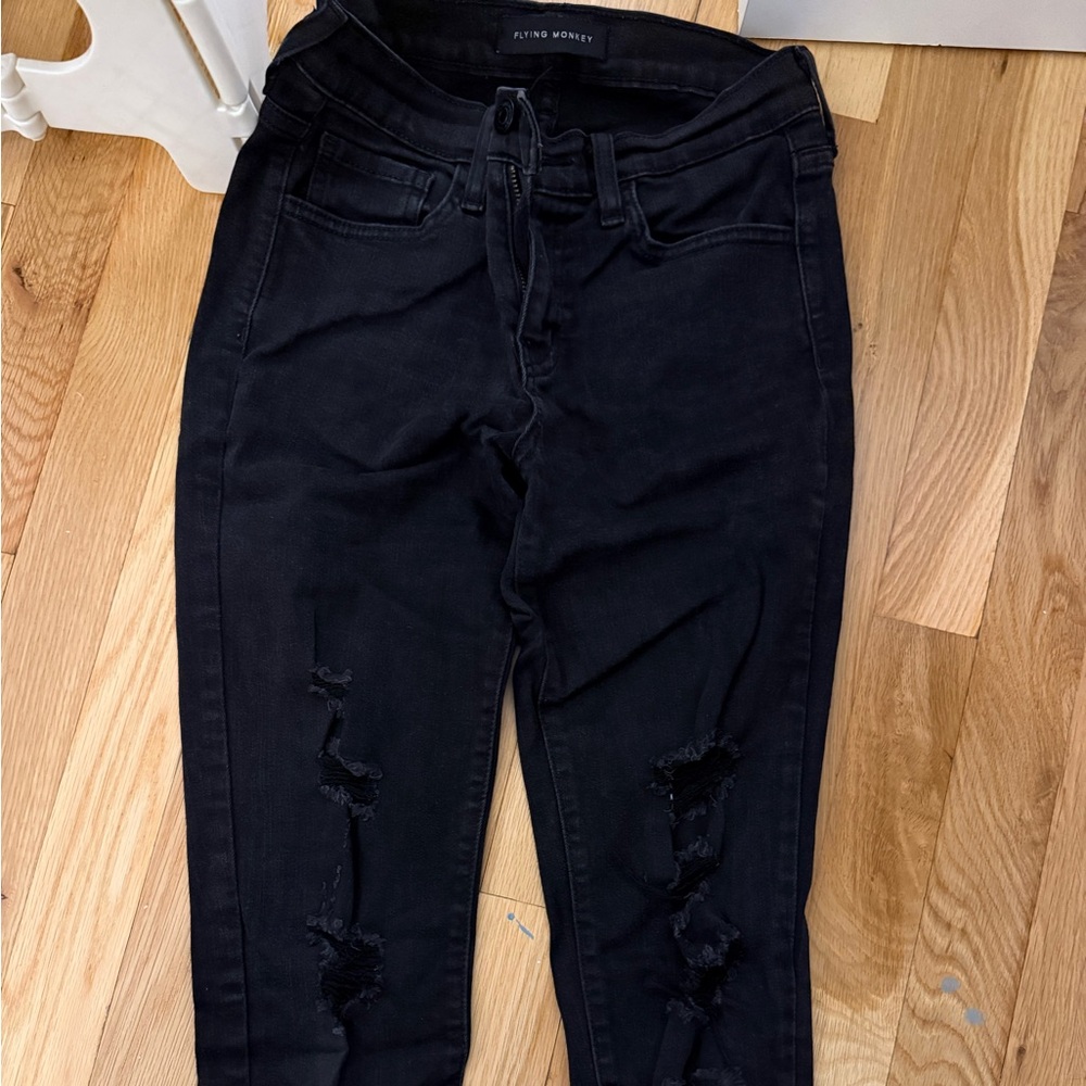 Flying monkey black ripped skinny jeans